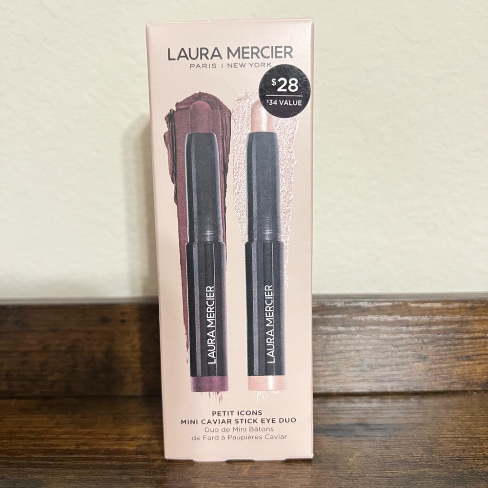 Laura Mercier PETIT ICONS Mini Caviar Stick EYESHADOW DUO Dark Cacao & Rose Gold